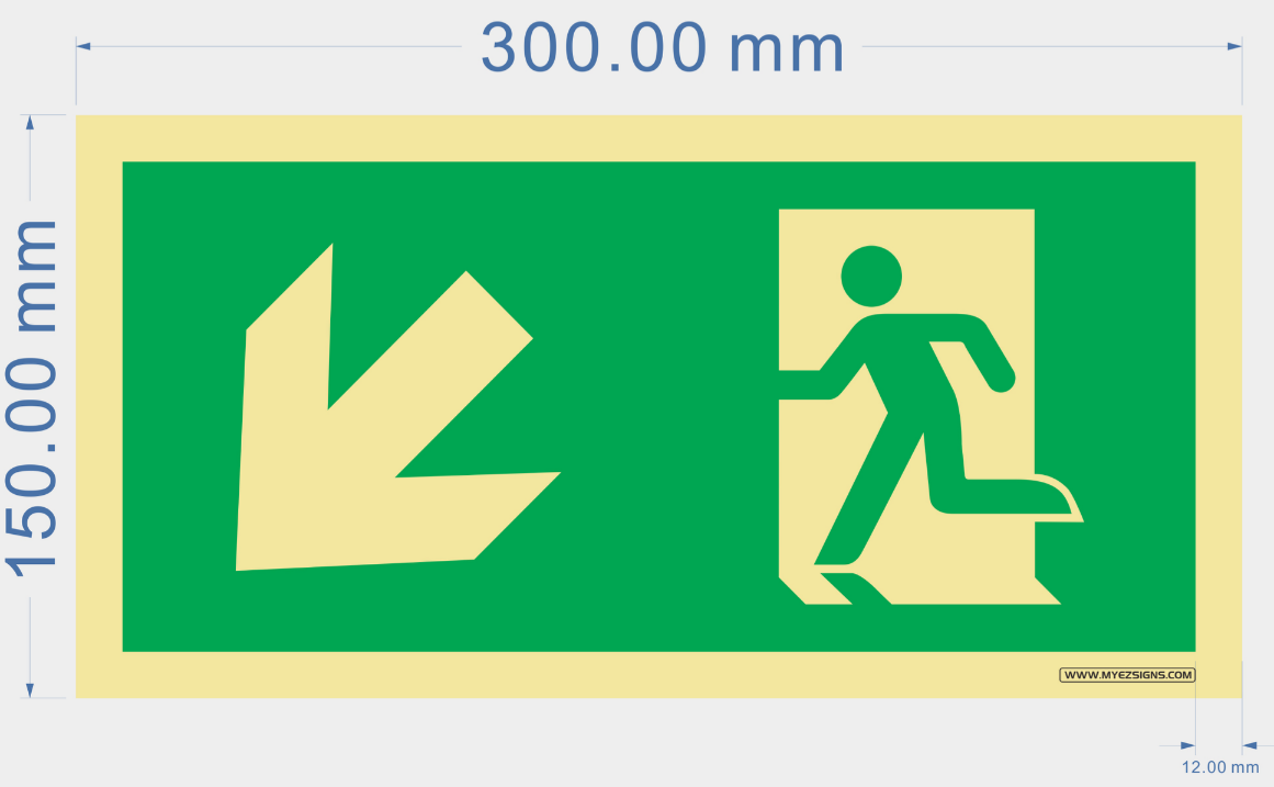 Emergency Exit Down To The Left Sign – Fire Safety UK