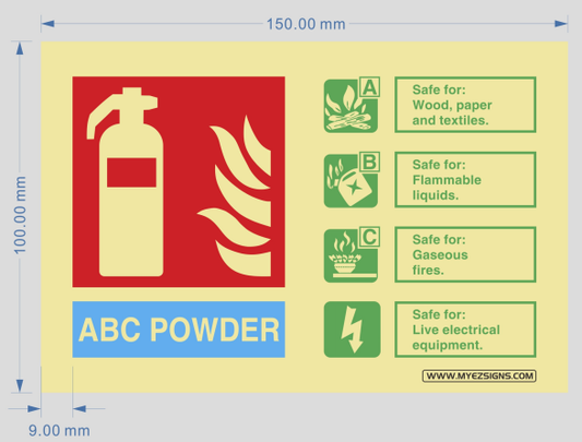 Fire Safety Equipment Label for ABC Extinguisher UK