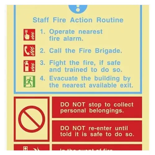Staff Fire Action Routine Sign Firemaster247
