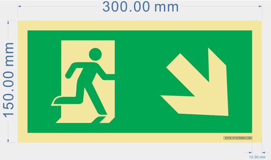 Emergency Exit Down To The Right Sign – Fire Safety UK