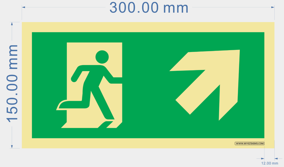 Photoluminescent Emergency Exit Direction Sign Up-Right