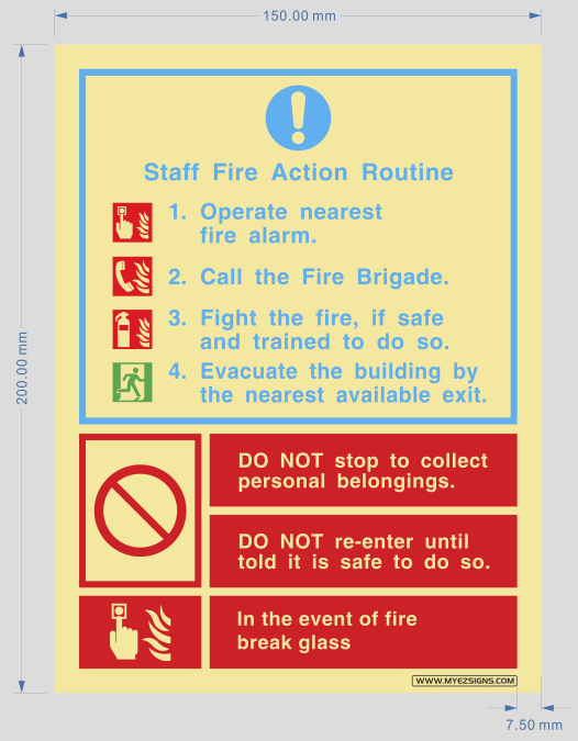 Staff Fire Action Routine Sign – Workplace Fire Safety